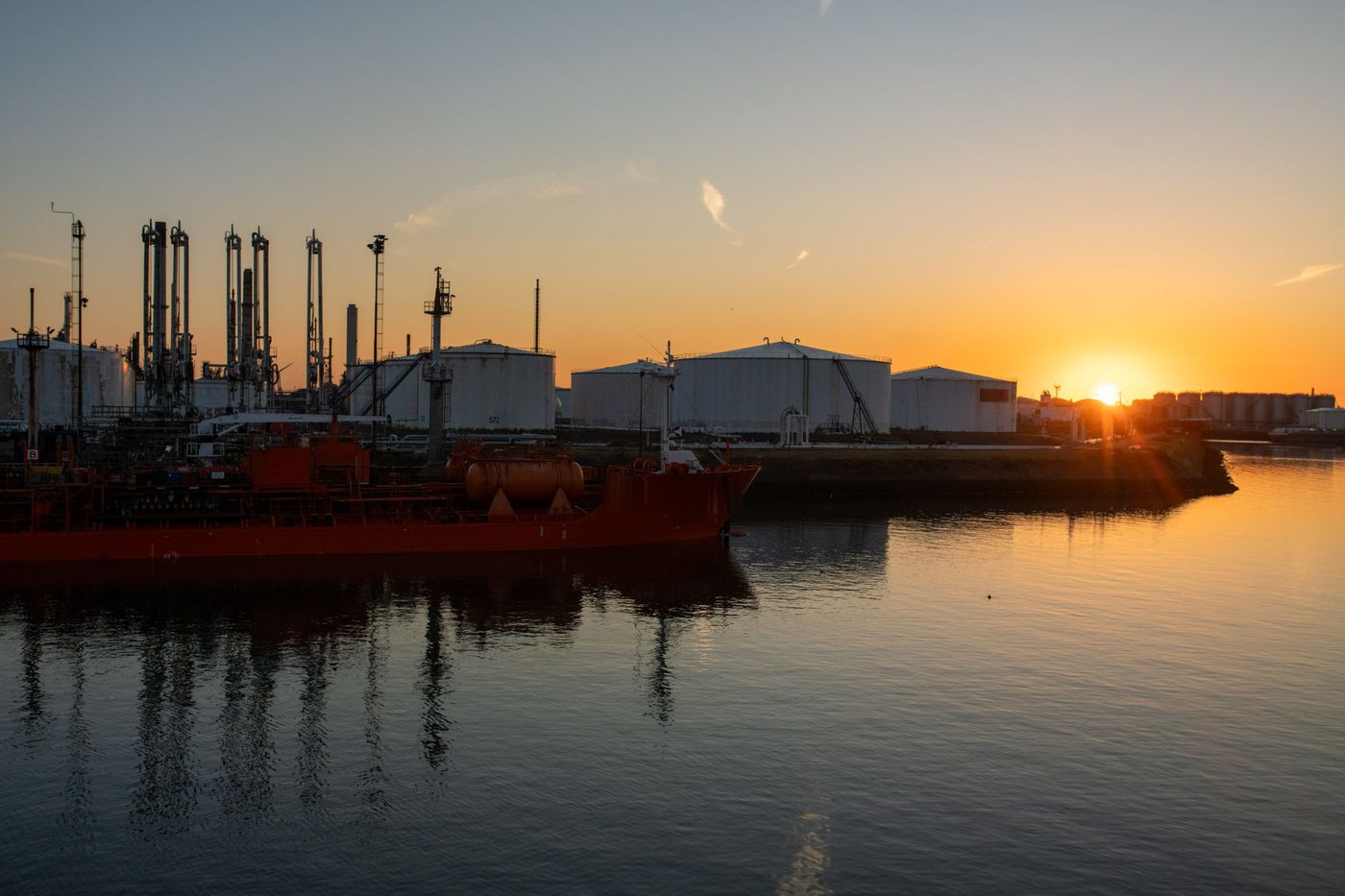Tankers waiting off a crude oil terminal